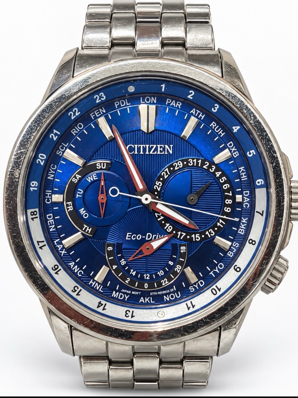 Citizen Blue Multi-Function Eco-Drive Stainless Steel Watch